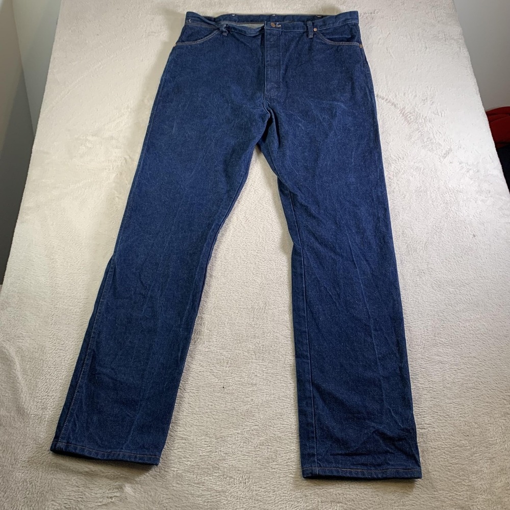 Vintage Wrangler 13MWZ Cowboy Cut Jeans Mens 42x36 Dark Wash Blue Straight Denim